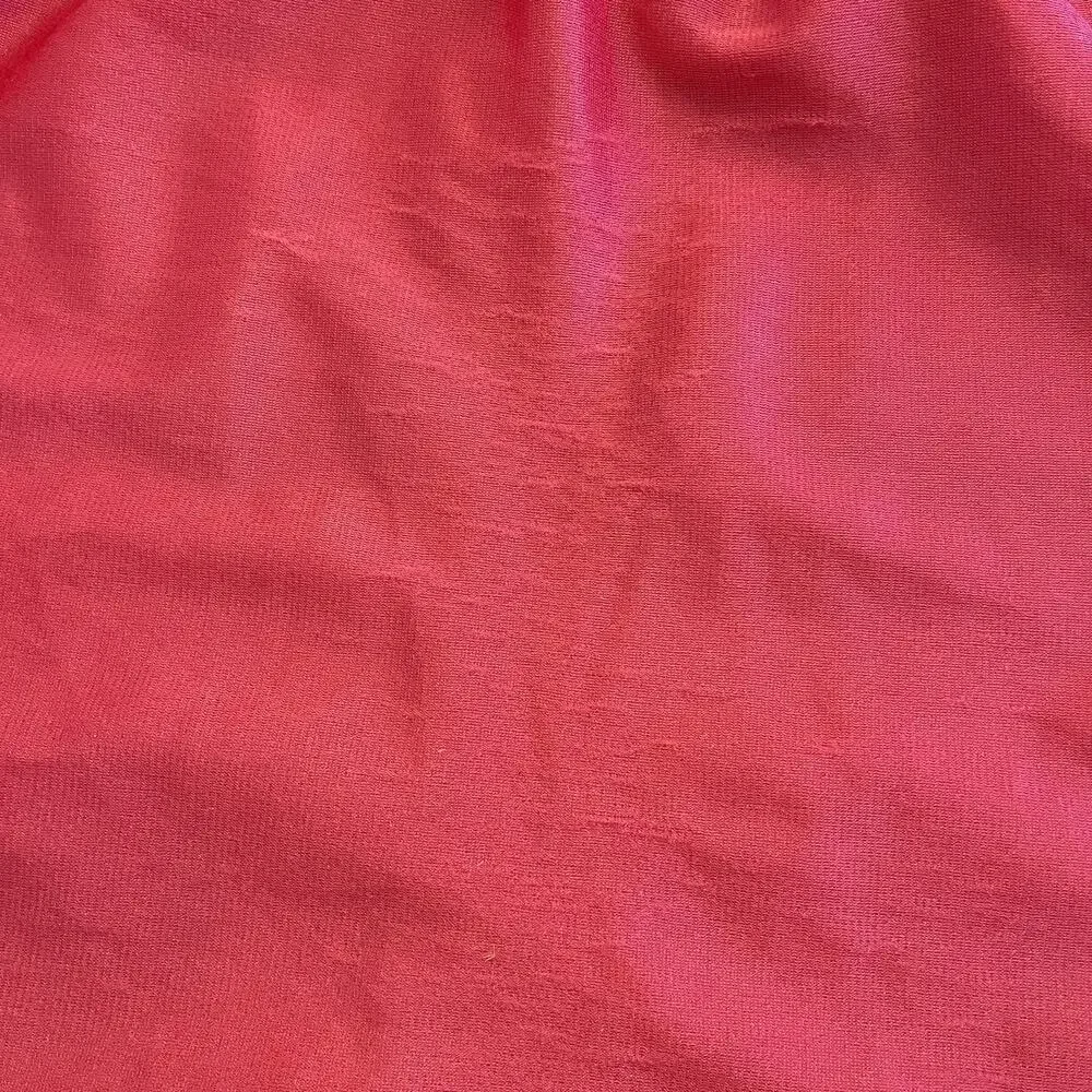 Vintage 70s Maxi Nylon Babydoll Slip Dress M Tiered Coral Pink Nightgown Lingeri
